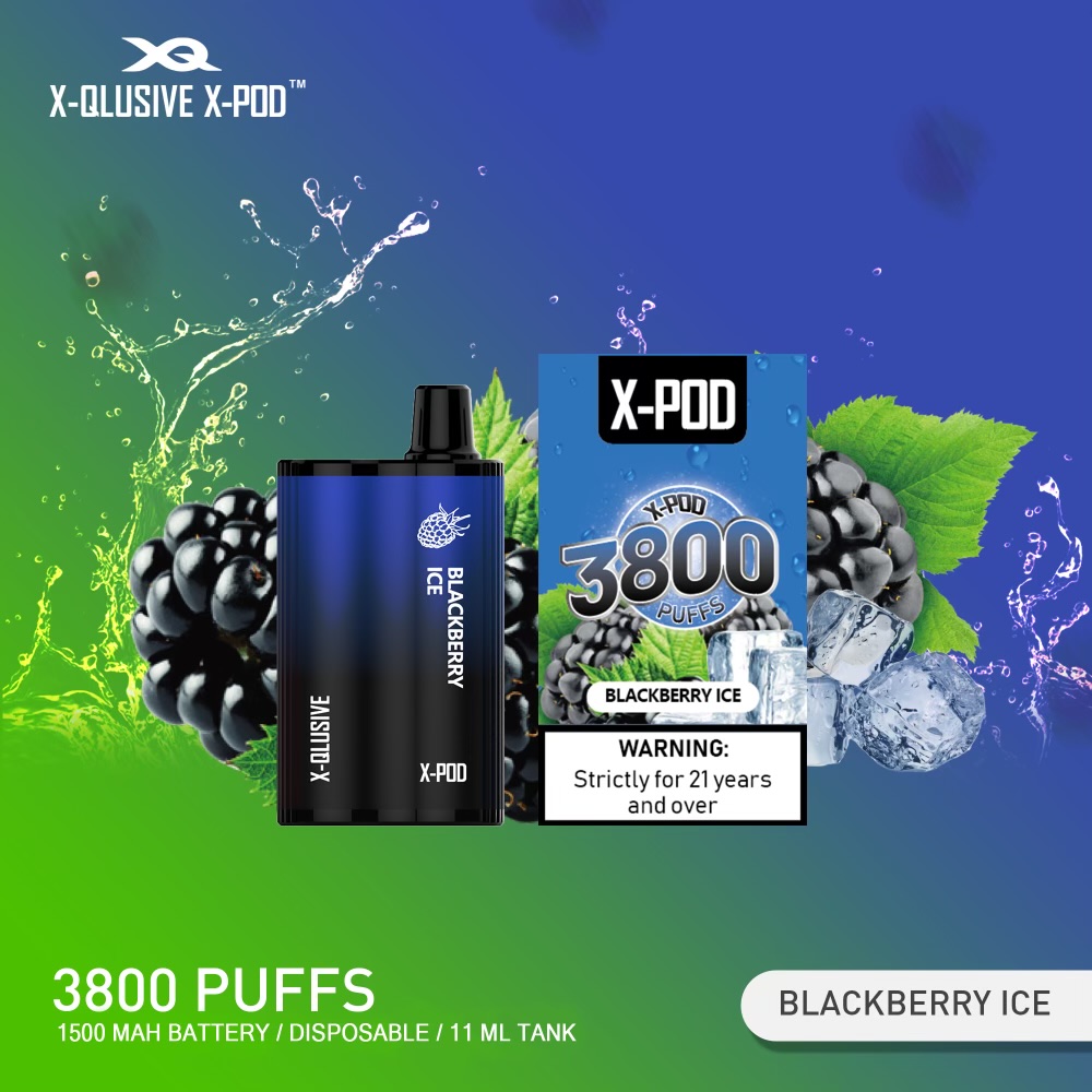 X-Qlusive X-Pod Blackberry Ice – 3800 Puffs