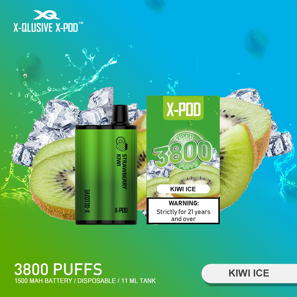 X-Qlusive X-Pod Kiwi Ice – 3800 Puffs