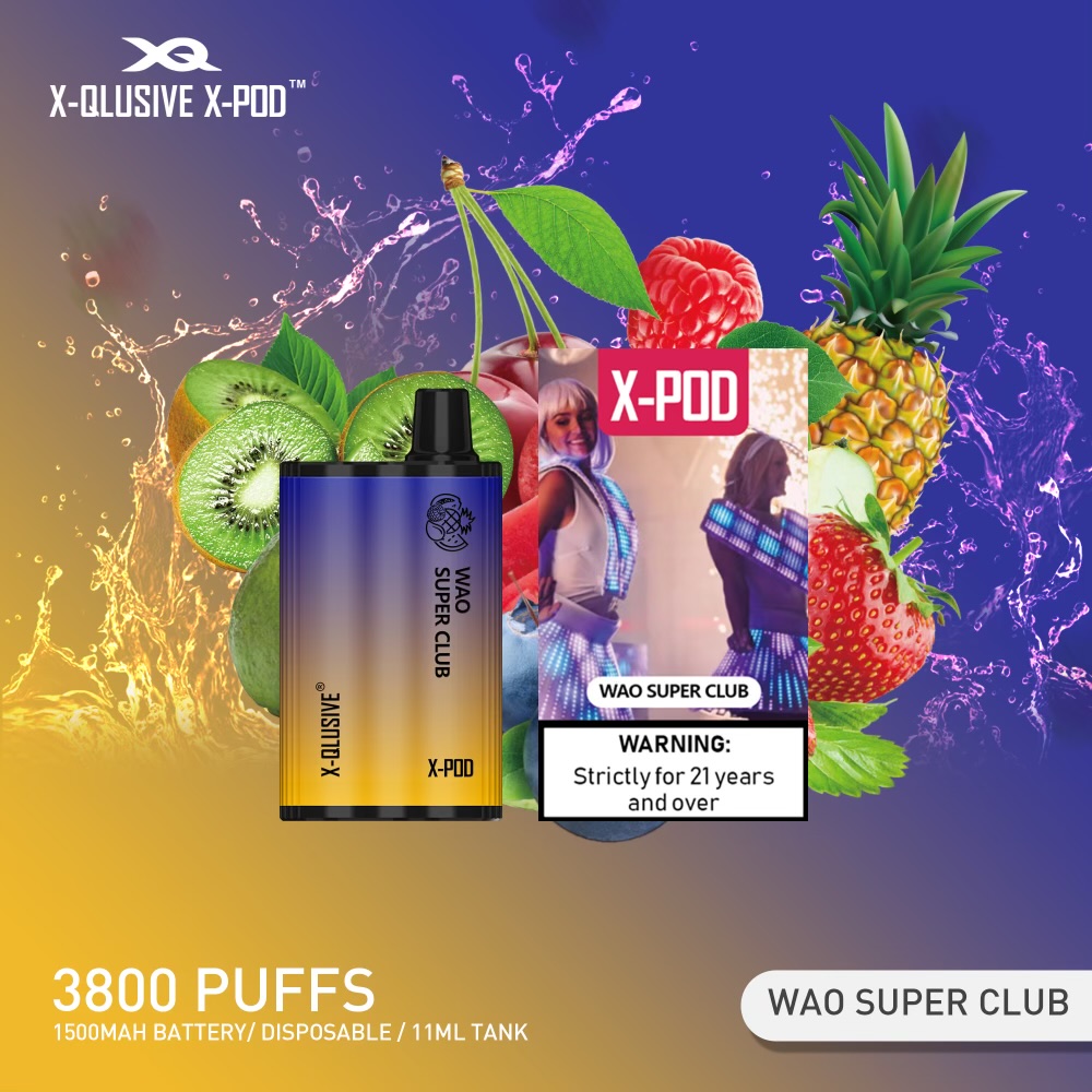 X-Qlusive X-Pod Wao Super Club (mixed Fruits Ice) – 3800 Puffs