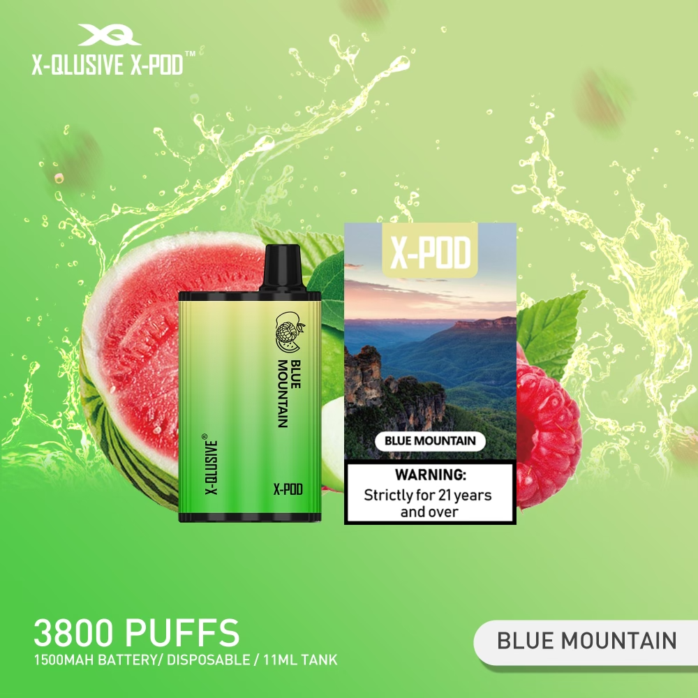 X-Qlusive X-Pod Blue Mountains (apple Raspberry Watermelon) – 3800 Puffs