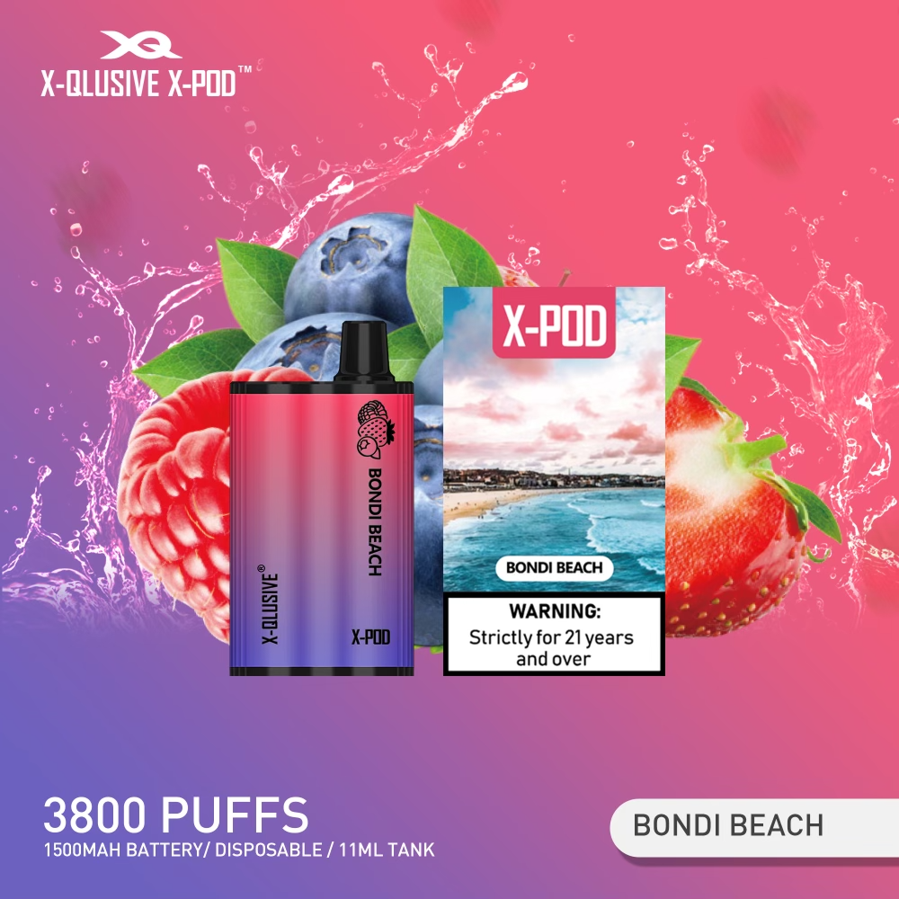 X-Qlusive X-Pod Bondi Beach (strawberry Raspberry Blueberry) – 3800 Puffs