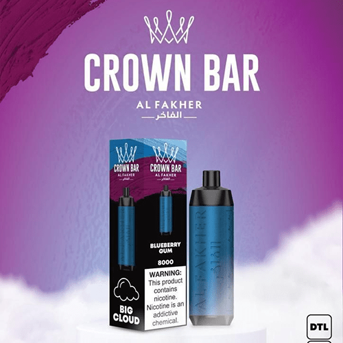 Alfakher Crown Bar Blueberry Bubble Gum – 8000 Puffs