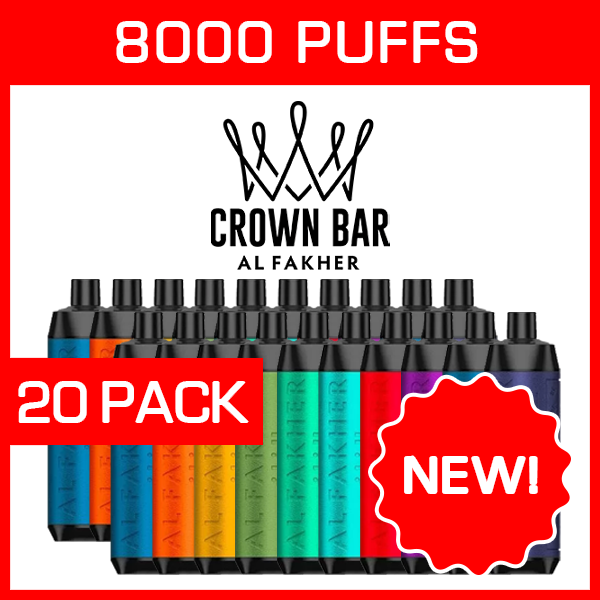 Alfakher Crown Bar – 8000 Puffs – 20 Pack