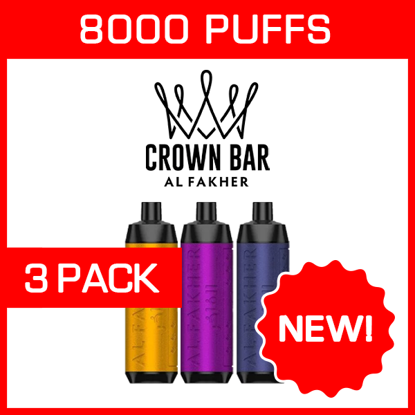 Alfakher Crown Bar – 8000 Puffs – 3 Pack