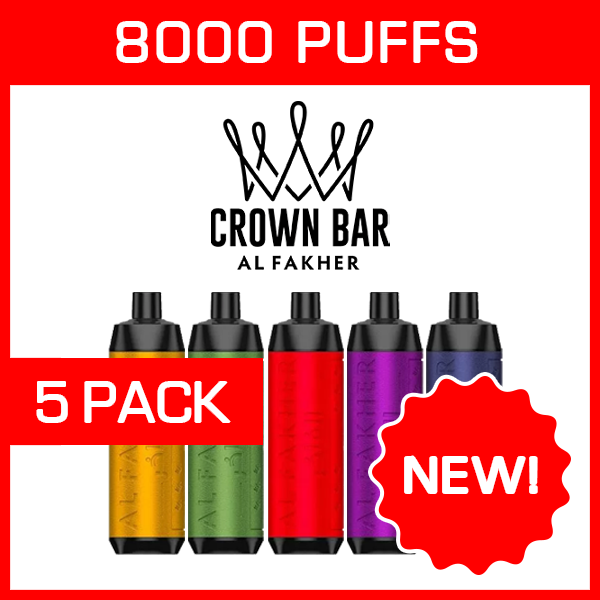 Alfakher Crown Bar – 8000 Puffs – 5 Pack