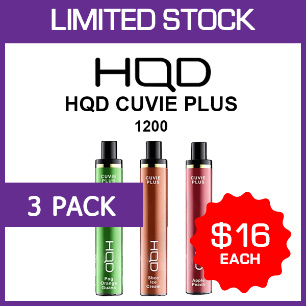 HQD Cuvie Plus – 1200 Puffs – 3 Pack