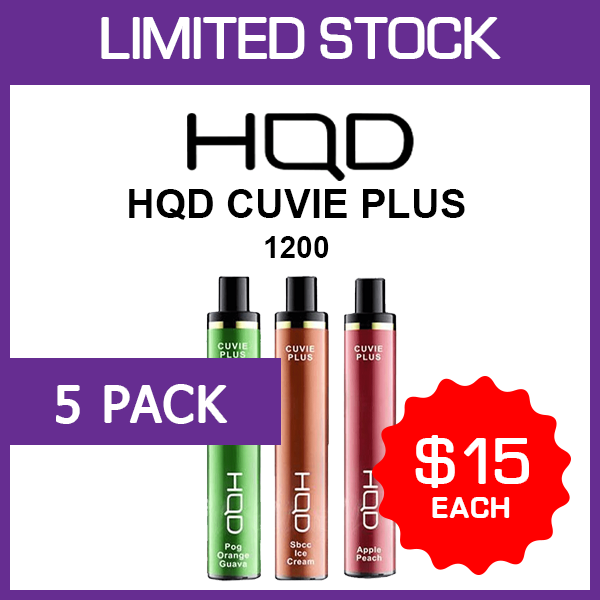 HQD Cuvie Plus – 1200 Puffs – 5 Pack