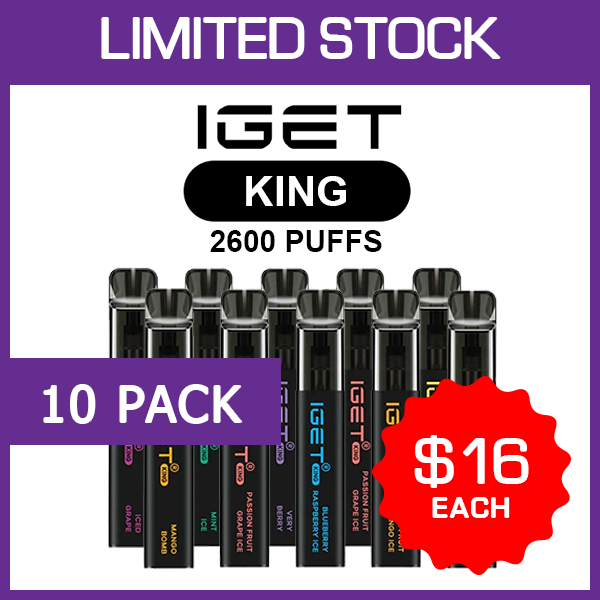IGET King – 2600 Puffs – 10 Pack