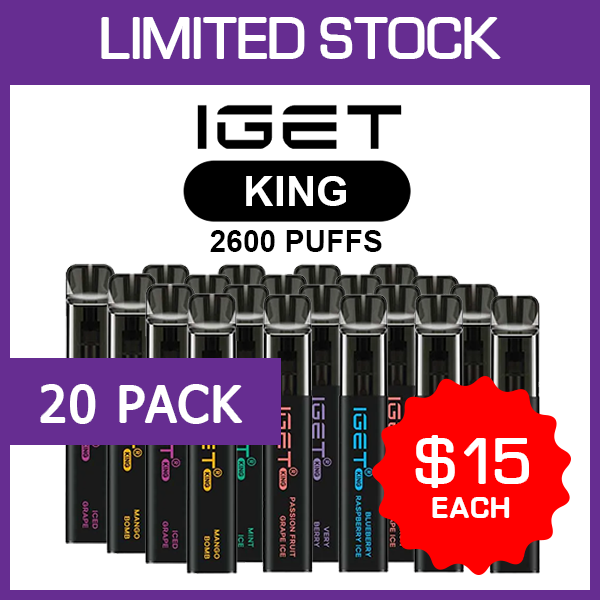 IGET King – 2600 Puffs – 20 Pack
