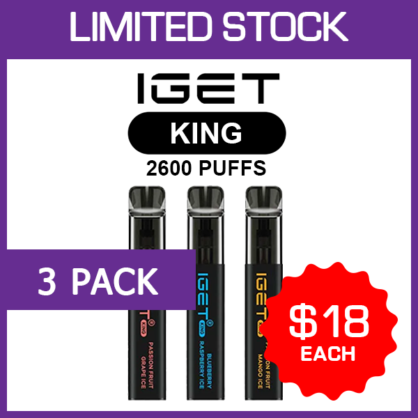 IGET King – 2600 Puffs – 3 Pack