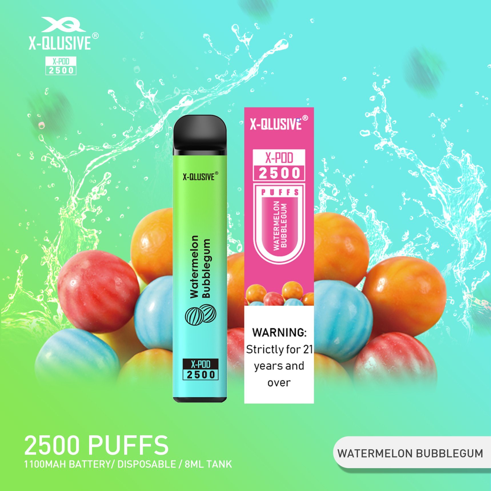 X-Qlusive Watermelon Bubblegum – 2500 Puffs