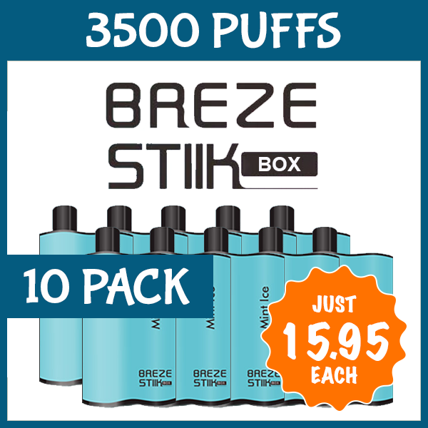 10 Pack Mint Ice – Breze Stiik Box – 3500 Puffs