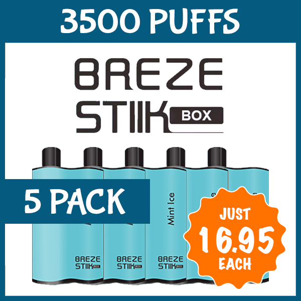 5 Pack Mint Ice – Breze Stiik Box – 3500 Puffs